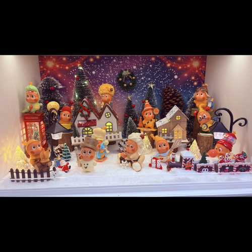 玄关展示柜迷你盲盒造景diy适用泡泡玛特星星人盲盒场景圣诞雪景