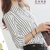 2019 spring clothes new pattern Ladies black and white Vertical stripe Korean Edition Easy jacket Occupation Long sleeve Chiffon shirt shirt