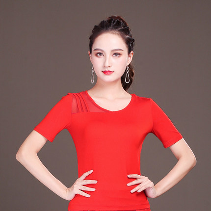 拉丁舞上衣女性感跳舞衣吉特巴舞蹈服装新款练功服莫代尔交谊舞服