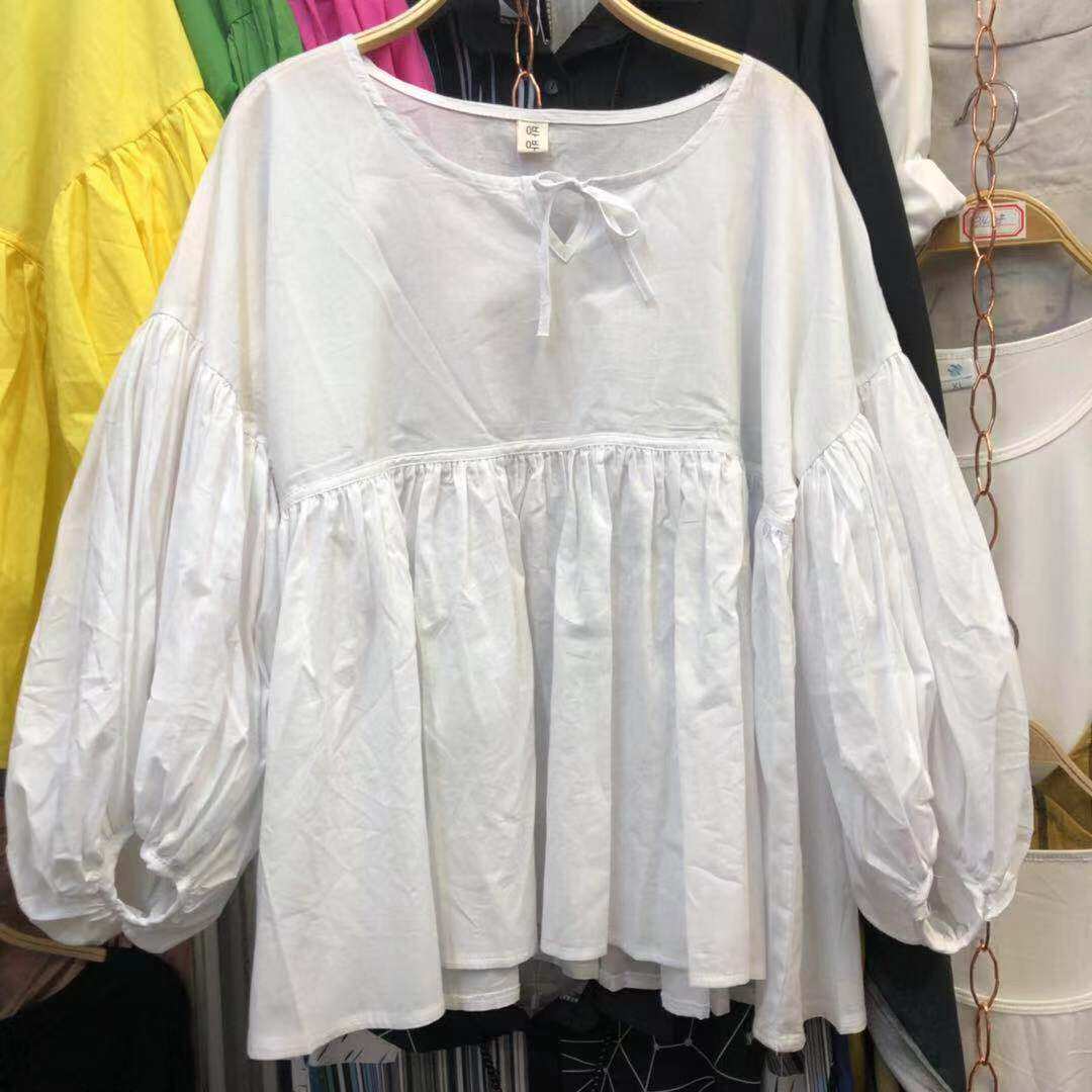 2019夏裝新品燈籠大袖系蝴蝶結襯衫百搭寬松洋氣娃娃衫上衣女潮在類目 女裝/女士精品, 襯衫中 - 來自Buy2taobao.com提供專業的淘寶代購服務