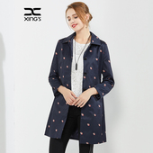 邢氏女装 显瘦中年休闲妈妈外套女宽松 春秋中长款 大码 女士风衣