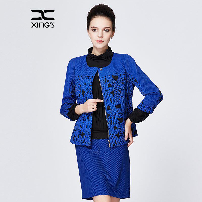 邢氏女装 春秋中年妈妈短款休闲装上衣女士大码妈妈长袖短外套女