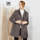 邢氏 Длинная осенняя куртка, лонгслив, шерстяное пальто, большой размер, средней длины, городской стиль, яркий броский стиль, по фигуре