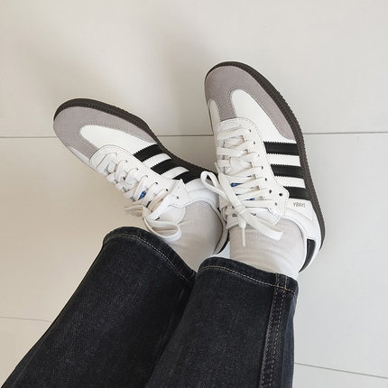 Adidas阿迪达斯Samba OG三叶草德训黑白灰色T头板鞋B75806 B75807