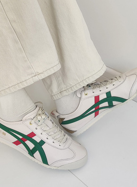 Onitsuka Tiger鬼塚虎MEXICO66白绿色烫金男女休闲鞋1183B511-200