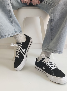 Converse匡威One Star经典男女黑白翻毛皮滑板鞋171585C 171587C