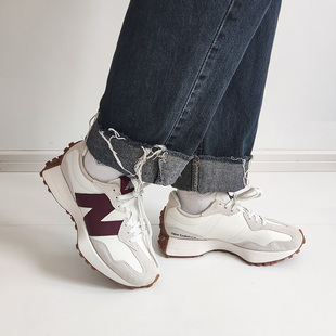 女子增高运动休闲慢跑鞋 New Balance NB复古白红老爹鞋 WS327KA