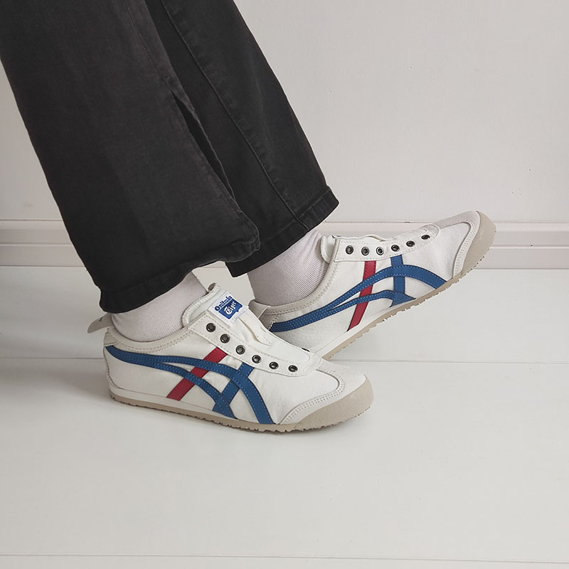 Onitsuka Tiger鬼塚虎红蓝男女休闲一脚蹬懒人帆布鞋1183A