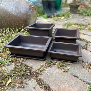 塑料仿紫砂多肉盆长方形桌面加厚磨砂生石花播种育苗正方形盆景盆