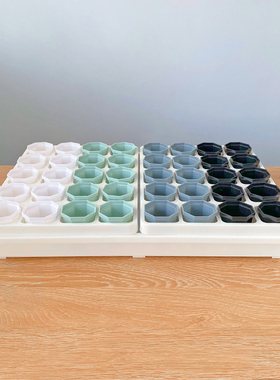 白色托架多肉迷你八角盆组合塑料加厚家用接水盘花盆浸盆浇水育苗