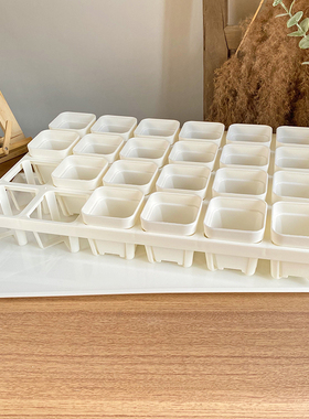 【特厚浅方盆托架组合】小黑方盆移动12格24格整齐收纳控多肉景天