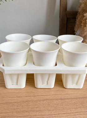 圆形万象盆6格托架组合黑白色景天玉露老桩兰花盆育苗 控根型号全