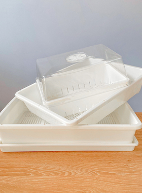 白色加厚多肉育苗盆带盖叶插播种器育苗盘园艺托盘闷养花盆收纳框