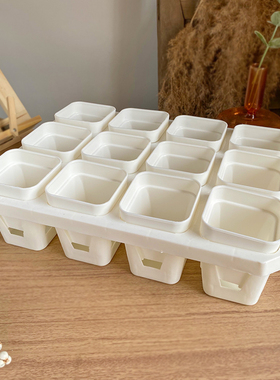 【12格托架组合】多肉花盆白色玉露生石花八角育苗方花盆塑料蓄水