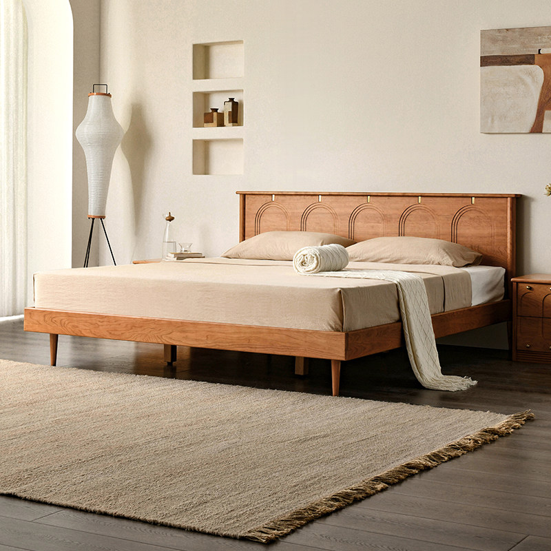 联邦家私法式复古全实木实木床现代简约樱桃木北欧主卧双人床婚床