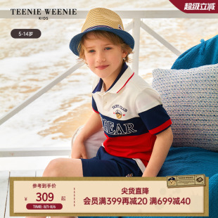 Kids小熊童装 短袖 TeenieWeenie 25年夏男童时尚 拼色polo衫 打底衫