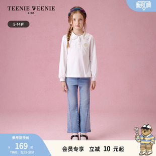 T恤衫 舒适女童甜美风花边翻领长袖 Kids小熊童装 TeenieWeenie