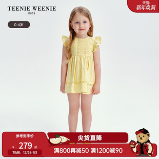 女宝宝蕾丝纯色飞袖 TeenieWeenie 新款 25年款 连衣裙 Kids小熊童装