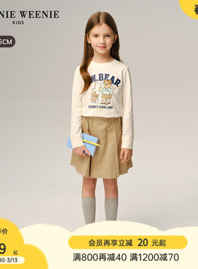 TeenieWeenie Kids小熊童装26春新款女童学院风印花圆领长袖棉T恤