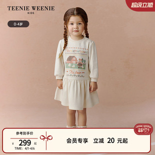 TeenieWeenie 时尚 舒适女宝宝可爱风印花长袖 卫衣裙 Kids小熊童装