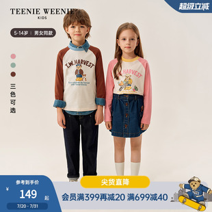男女童印花撞色插肩长袖 TeenieWeenie 秋季 25新款 T恤 Kids小熊童装