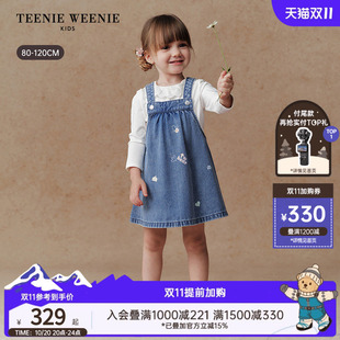 TeenieWeenie Kids小熊童装26年秋季新款女宝宝A版全棉牛仔背带裙