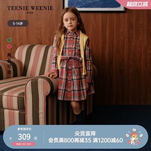 女童學(xué)院收腰格紋長袖 TeenieWeenie Kids小熊童裝 25年新款 裙 襯衫
