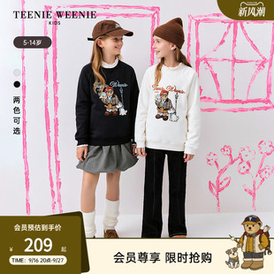 TeenieWeenie Kids小熊童装舒适秋冬季女童可爱刺绣加绒套头卫衣