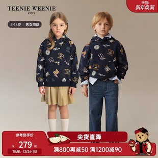 男女童休闲满印连帽加绒卫衣 25年新款 TeenieWeenie Kids小熊童装