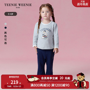 女宝宝印花圆领长袖 TeenieWeenie 秋季 25年新款 棉T恤 Kids小熊童装