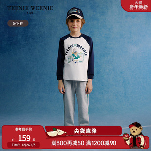 T恤打底衫 25年男童学院风印花插肩长袖 Kids小熊童装 TeenieWeenie