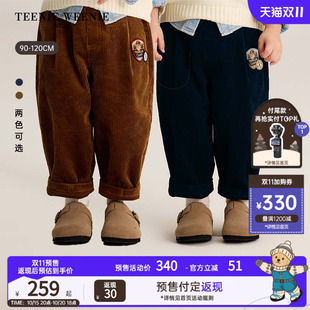 TeenieWeenie Kids小熊童装26年冬季新款男宝宝复古灯芯绒萝卜裤