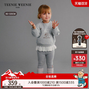 TeenieWeenie Kids小熊童装26年秋新款女宝宝荷叶边底摆套头卫衣