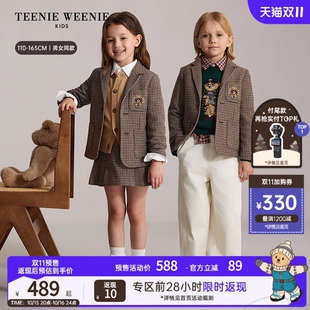 TeenieWeenie Kids小熊童装26年秋新款男女童英伦千鸟格外套西装