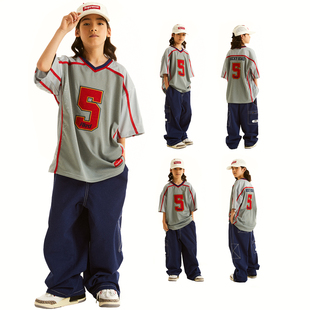ROCKYROAD童裝 hiphop街舞潮服短袖 原創(chuàng)少兒街舞演出服球服套裝