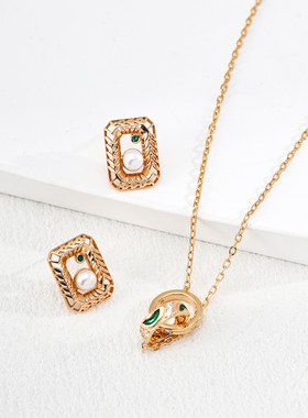 「禧饰」925银双环滴釉锆石项链原创轻奢小众高级感锁骨链