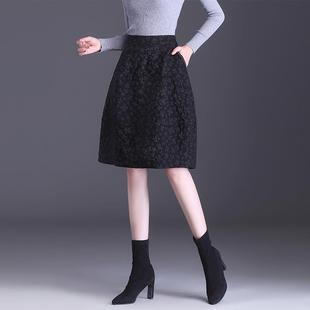 高腰小众花苞裙显瘦蓬蓬裙气质半身裙女裙子2025秋季 A字短裙 新款