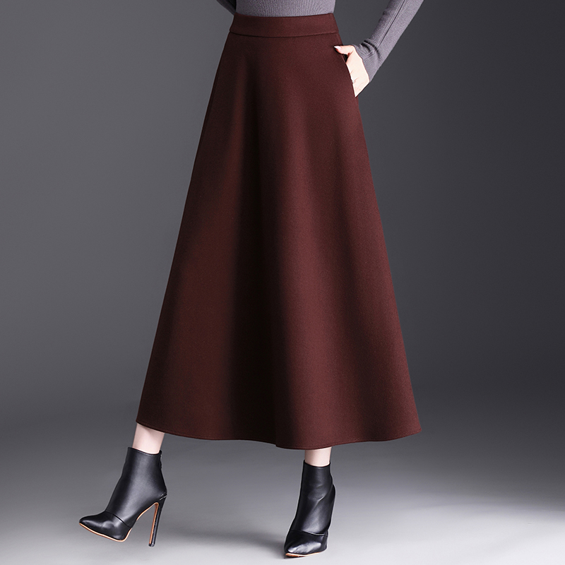 新款气质毛呢a字半身裙女