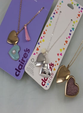 法式文艺心形可打开吊坠锁骨项链