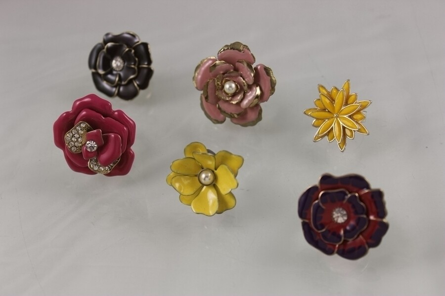 欧美珐琅系列中古重工花儿戒指