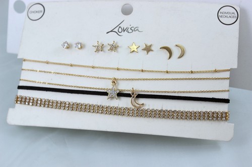 lovi萨轻奢极简系列星月项链耳钉