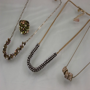 19EL 仅一批B1 中古货 B阿品牌打标微镶奢华钻饰锁骨项链戒指