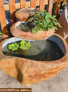 天然石鱼缸水槽石叠层流水摆件