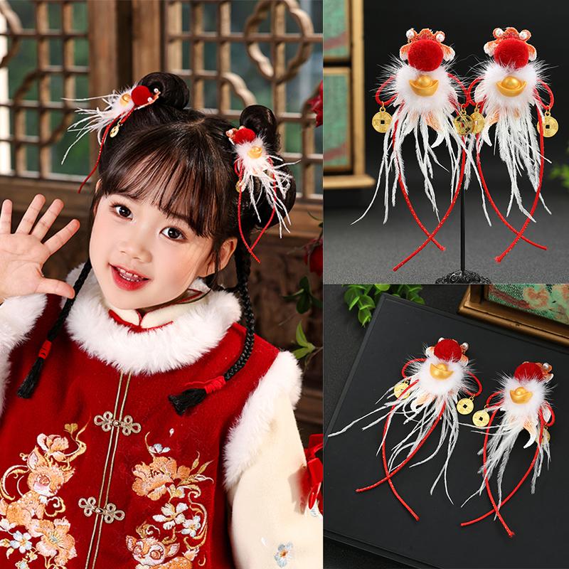 中国风儿童貂毛蝴蝶结发夹