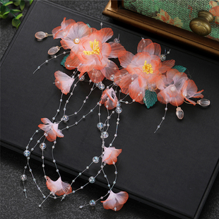 汉服儿童头饰仙气绢花发夹女古风发饰全套唐风仙气流苏古装配饰品