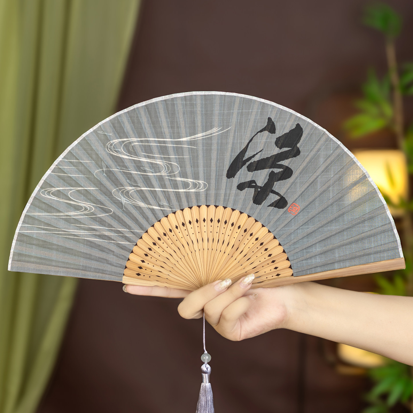 古风扇子折扇中国风汉服旗袍男女舞蹈夏季随身便携流苏小巧扇定制