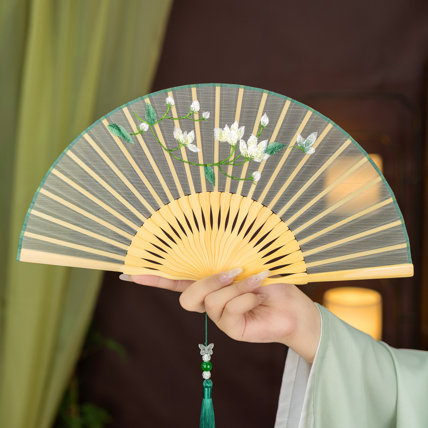 高端刺绣中国风扇子折扇古风折叠苏绣旗袍汉服专用舞蹈扇苏杭礼物