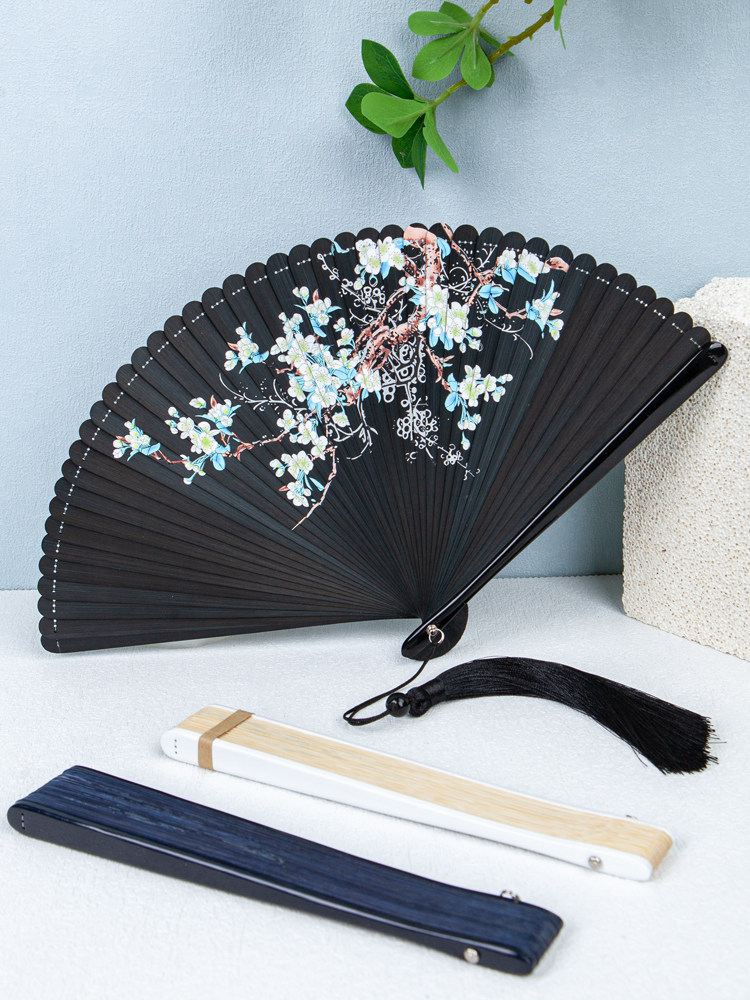 全竹骨扇子折扇中国风女式手工日式古风折叠汉服舞蹈小扇随身便携