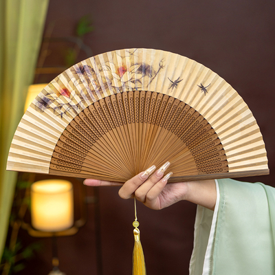 新款折扇古风可携式扇子送女礼物双面纸扇专用舞蹈扇折叠日用扇定