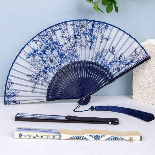丝艺堂青花瓷中式扇子折扇古风